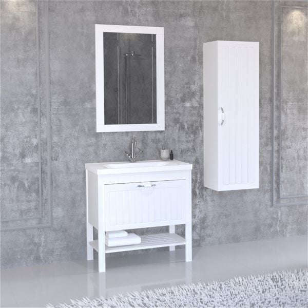 Aquanil Petra 80 cm  Banyo Dolabı Beyaz
