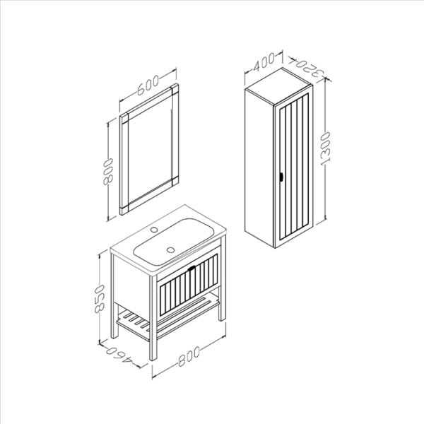 Aquanil Petra 80 cm  Banyo Dolabı Beyaz