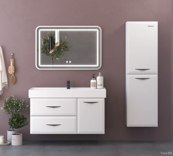Shower Truva 100 cm Beyaz Banyo Dolabı