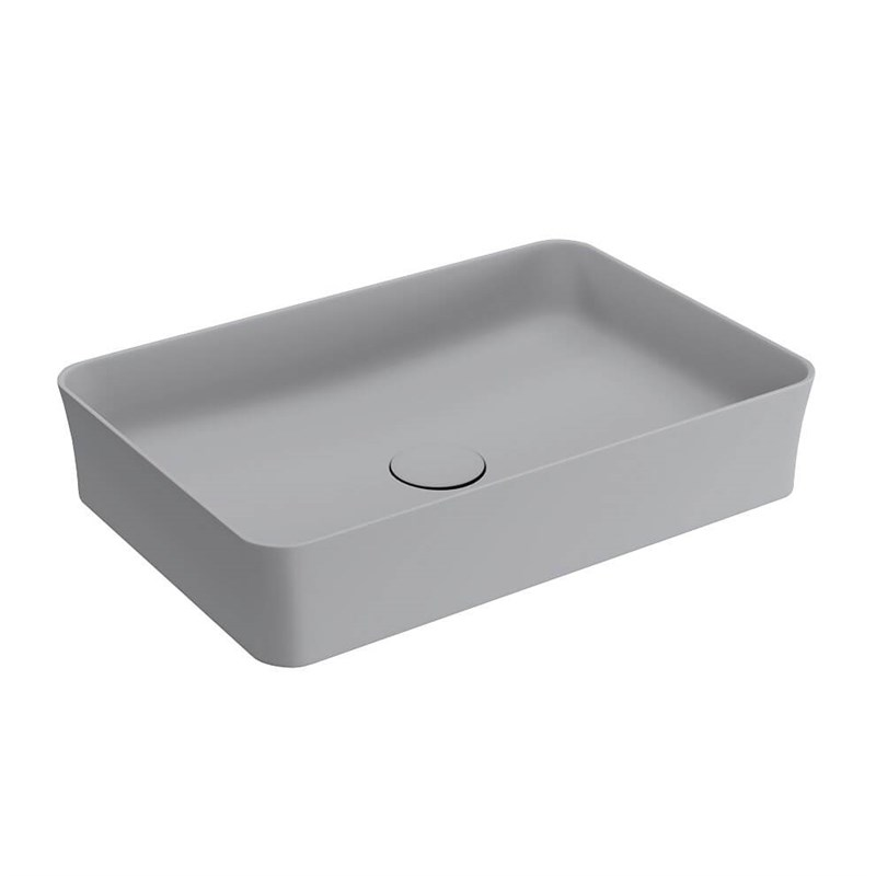 BOCCHI Slim Line Dikdörtgen Tezgah Üstü Lavabo 55 cm, Mat Gri