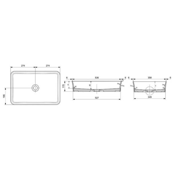 BOCCHI Slim Line Dikdörtgen Tezgah Üstü Lavabo 55 cm, Mat Kaşmir