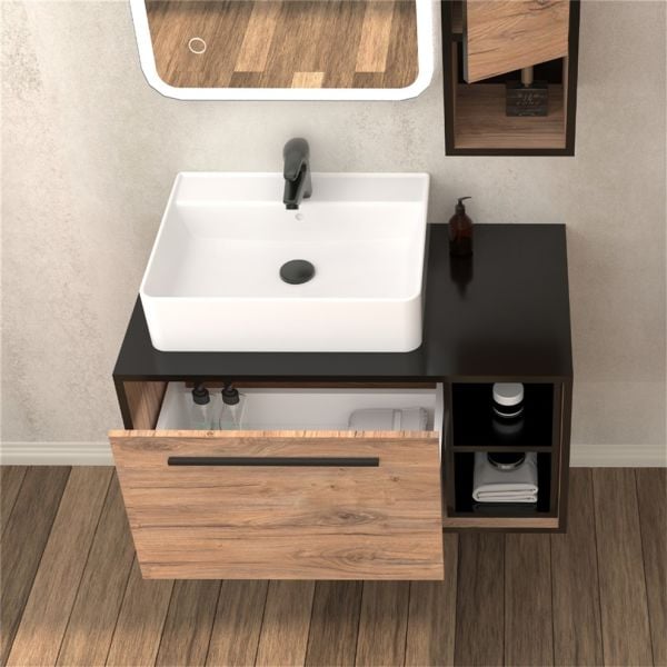 Aquanil Energy 90 cm Antrasit/Dorado Banyo Dolabı