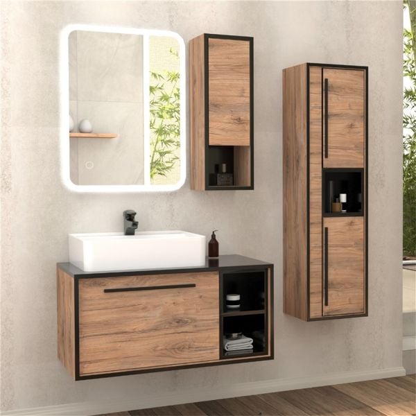 Aquanil Energy 90 cm Antrasit/Dorado Banyo Dolabı