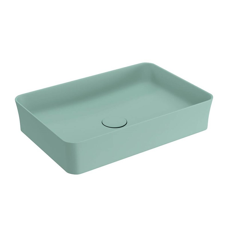 BOCCHI Slim Line Dikdörtgen Tezgah Üstü Lavabo 55 cm, Mat Mint Yeşil