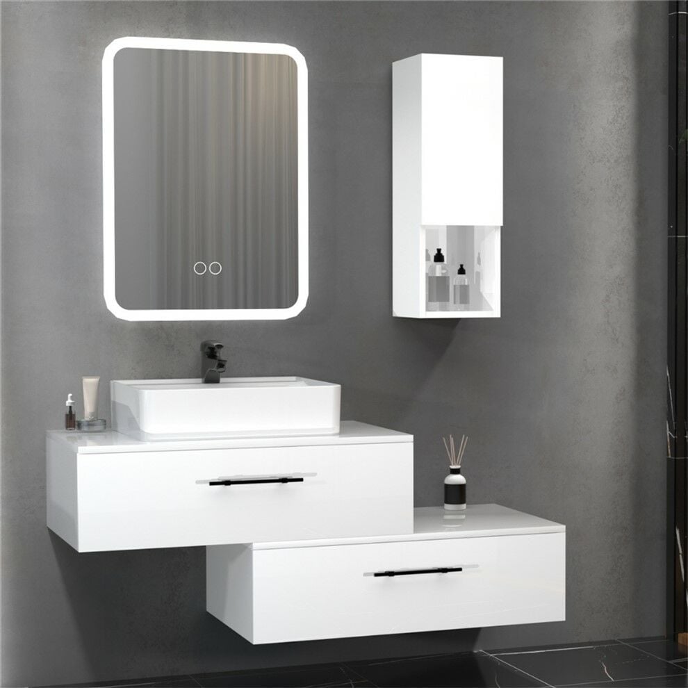 Aquanil Firenze 135 cm  Banyo Dolabı Beyaz
