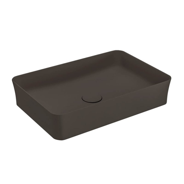 BOCCHI Slim Line Dikdörtgen Tezgah Üstü Lavabo 55 cm, Mat Kahve