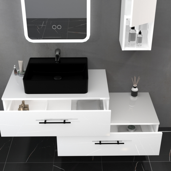 Aquanil Firenze 135 cm  Banyo Dolabı Beyaz