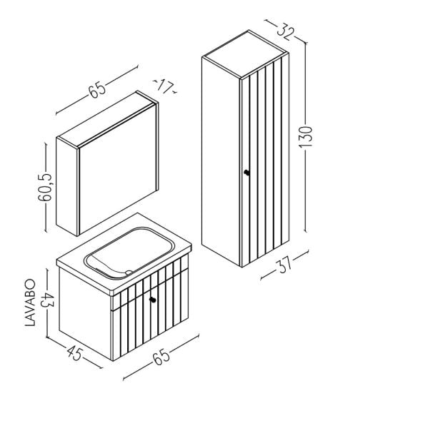 Aquanil Alice 65 cm Beyaz Banyo Dolabı