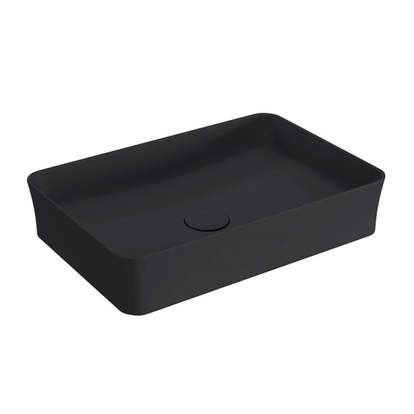 BOCCHI Slim Line Dikdörtgen Tezgah Üstü Lavabo 55 cm, Mat Siyah