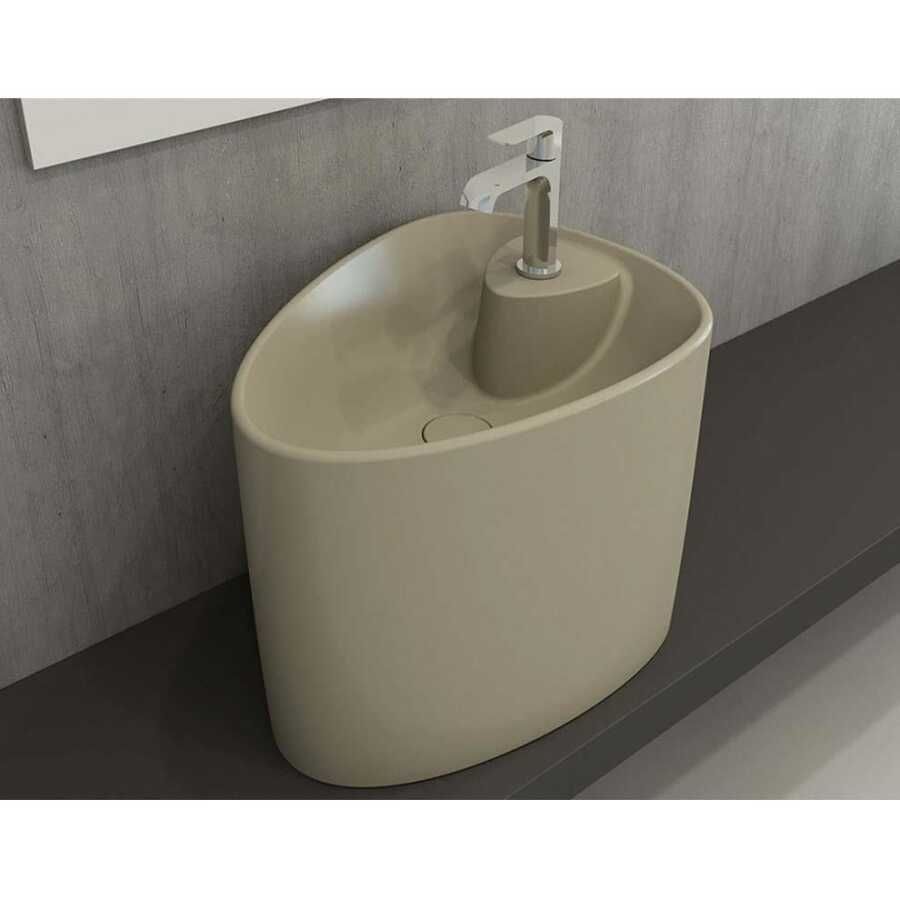 BOCCHİ Etna Tezgah Üstü Monoblok Lavabo Batarya Delikli Mat Kaşmir