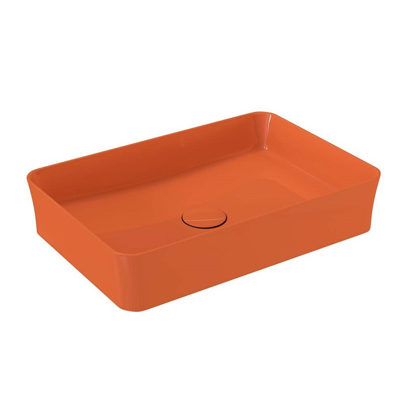 BOCCHI Slim Line Dikdörtgen Tezgah Üstü Lavabo 55 cm, Parlak Turuncu