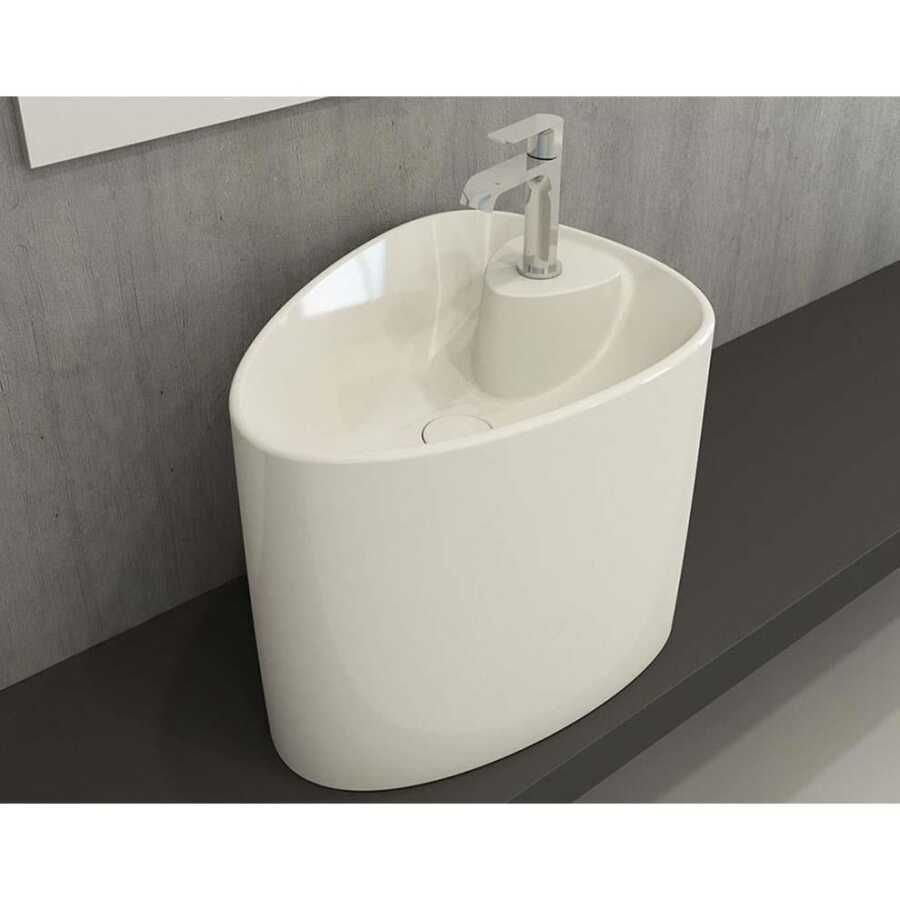 BOCCHİ Etna Tezgah Üstü Monoblok Lavabo Batarya Delikli Parlak Bisküvi