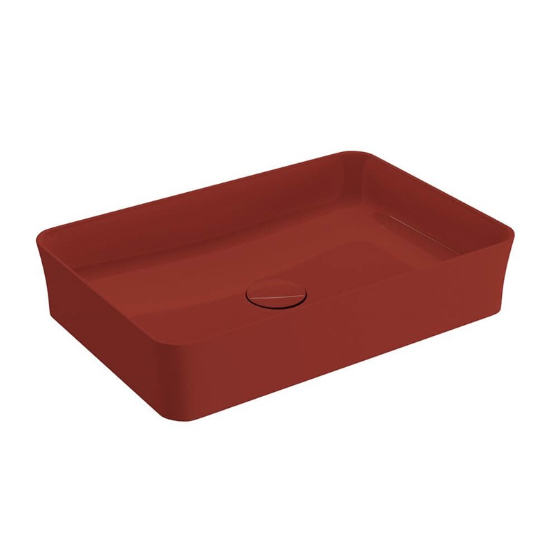 BOCCHI Slim Line Dikdörtgen Tezgah Üstü Lavabo 55 cm, Parlak Kırmızı