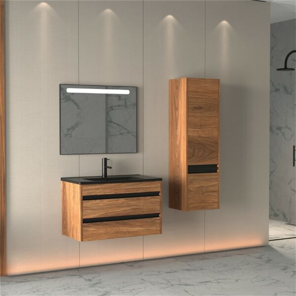 Aquanil Levante 85 cm Kaman-Ceviz Banyo Dolabı