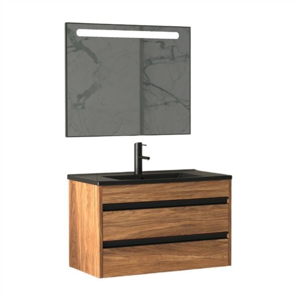Aquanil Levante 85 cm Kaman-Ceviz Banyo Dolabı