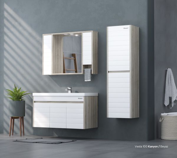 Shower Vesta 100 cm Beyaz-Kanyon Banyo Dolabı