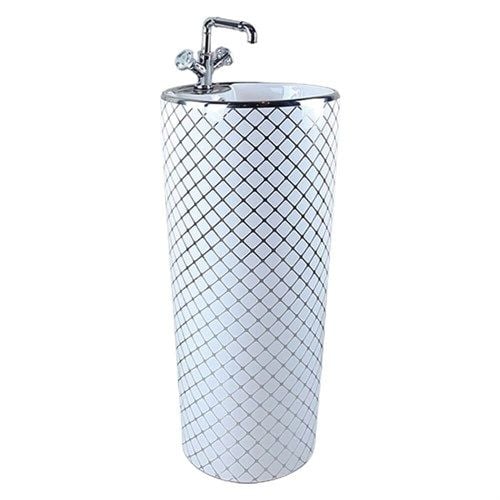 Pure Concept Geometrik Desen Krom Beyaz Monoblok Lavabo