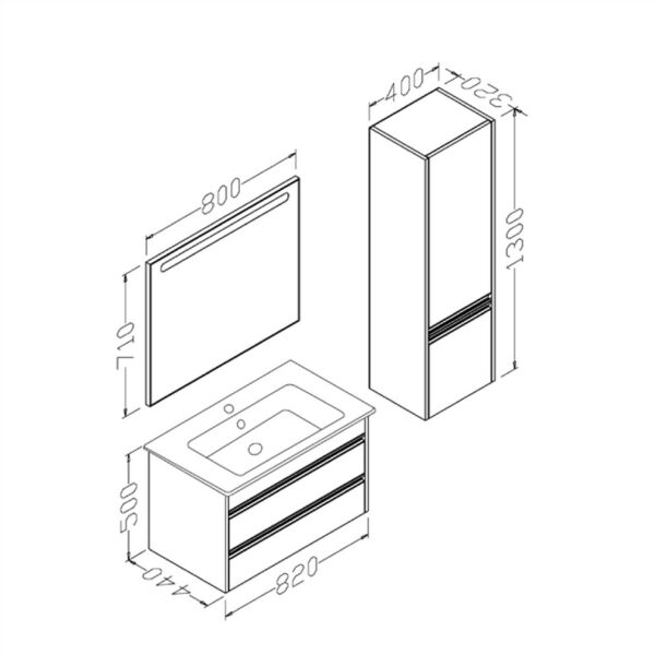 Aquanil Camaro 80 cm Dorado Banyo Dolabı