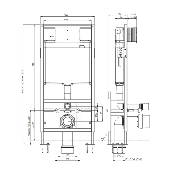 BOCCHI Gömme Rezervuar 18 cm, Alçı Panel içi Yere Hızlı Montaj 3/6lt