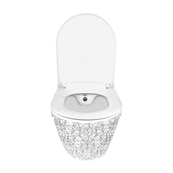 Pure Concept Marble Beyaz Gümüş Asma Klozet  Kanalsız