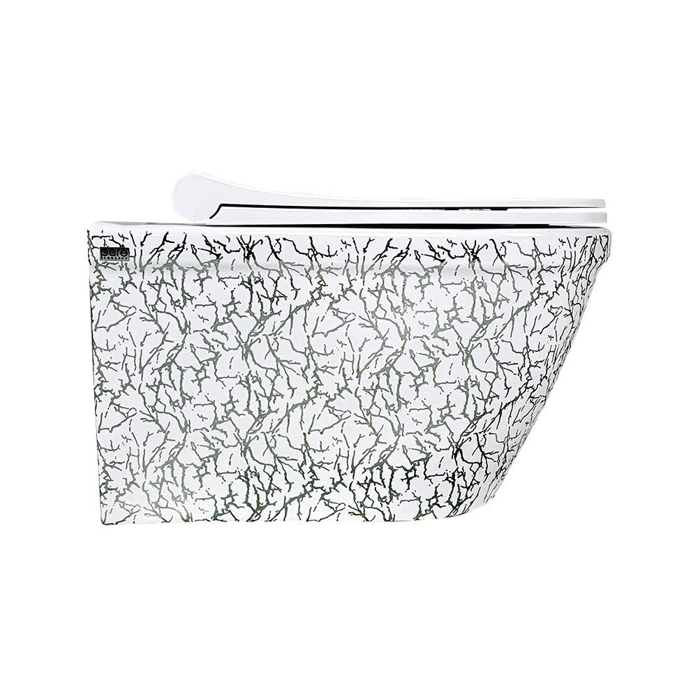 Pure Concept Marble Beyaz Gümüş Asma Klozet  Kanalsız