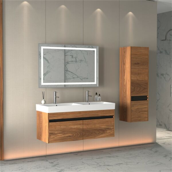 Aquanil Venti 120 cm Kaman-Ceviz Banyo Dolabı