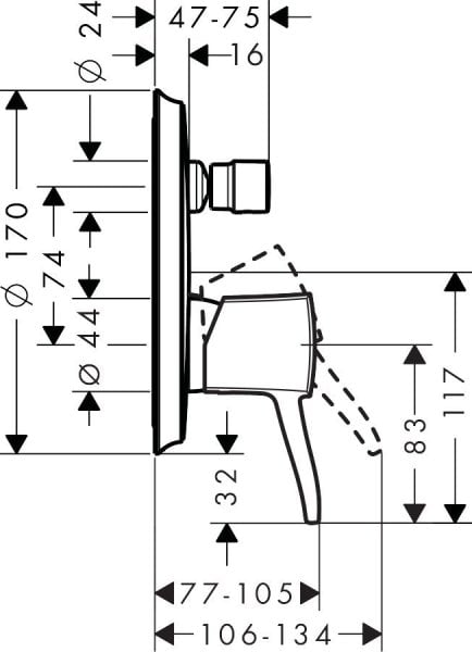 Hansgrohe Metropol  Ankastre Banyo Bataryası