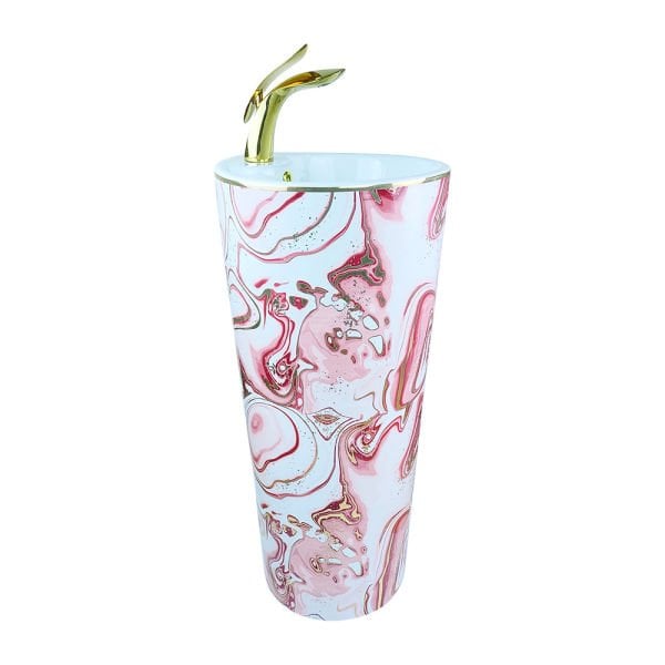 Pure Concept Ebru Pembe Altın Monoblok Lavabo