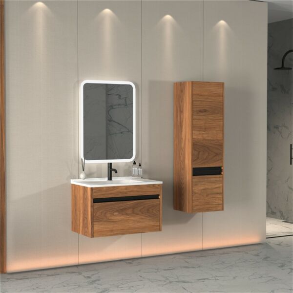 Aquanil Duenos 75 cm Kaman-Ceviz Banyo Dolabı