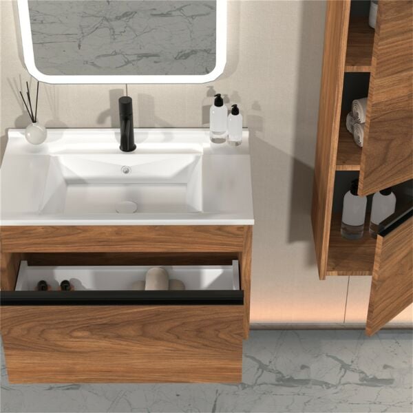 Aquanil Duenos 75 cm Kaman-Ceviz Banyo Dolabı