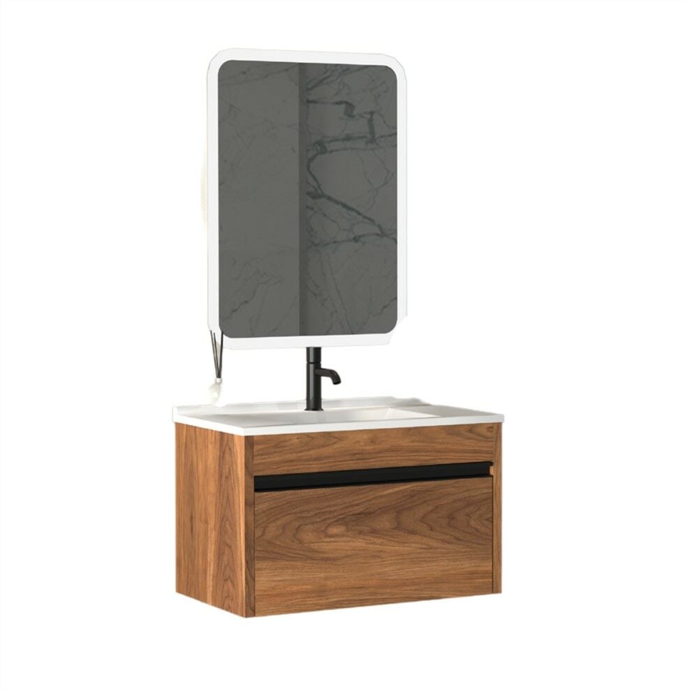Aquanil Duenos 75 cm Kaman-Ceviz Banyo Dolabı