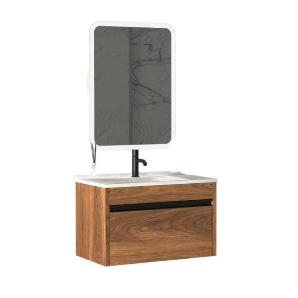 Aquanil Duenos 75 cm Kaman-Ceviz Banyo Dolabı