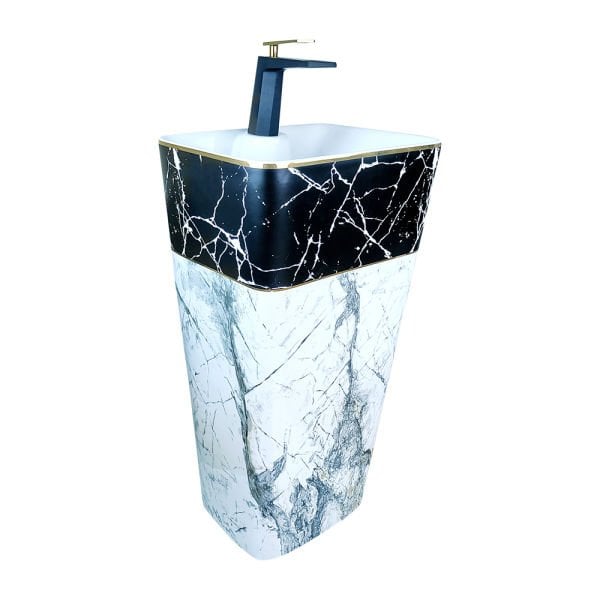 Pure Concept Calacatta Siyah Beyaz Monoblok Lavabo