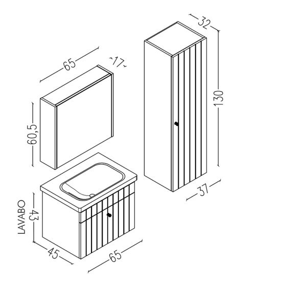 Aquanil Alice 65 cm Antrasit Banyo Dolabı