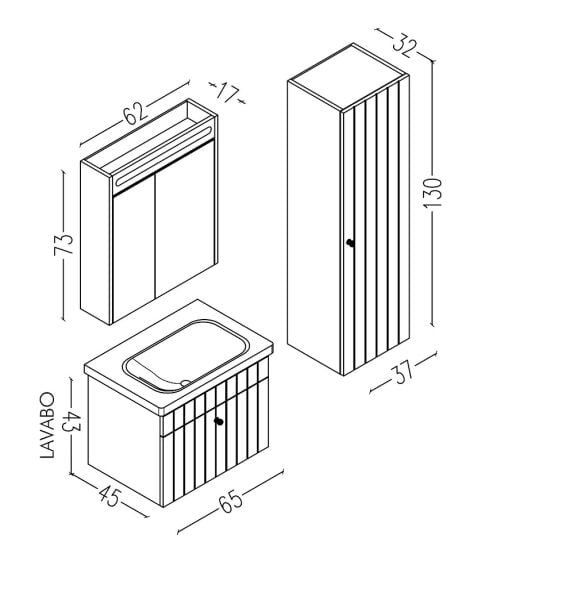 Aquanil Alice 65 cm Krem Banyo Dolabı