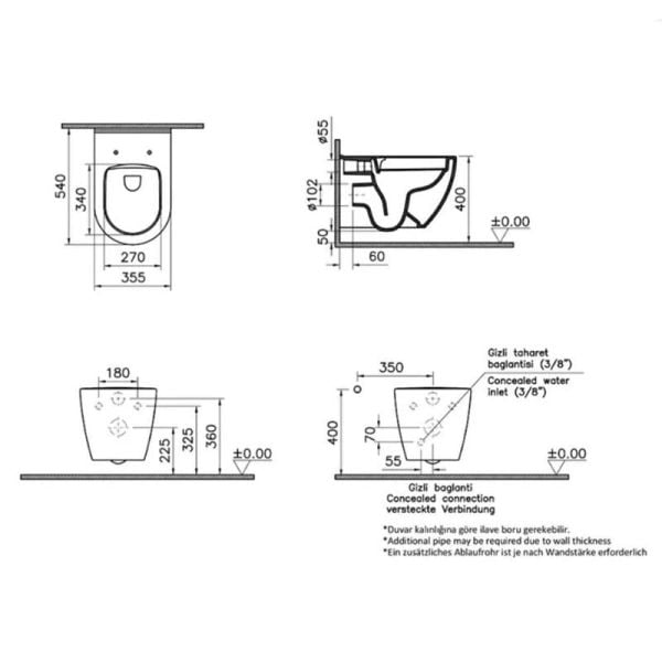 VİTRA S60 Smoothflush Asma Klozet