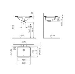 VitrA S20 48 cm Tezgah Altı Lavabo
