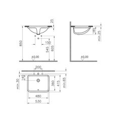 VitrA S20 48 cm Tezgah Altı Lavabo