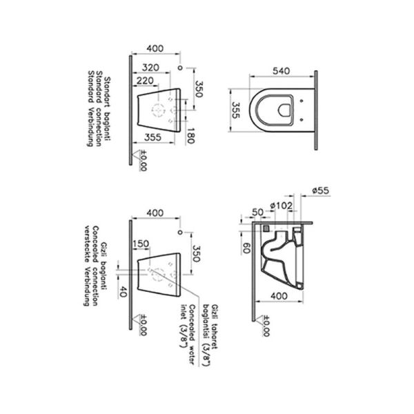 VitrA Integra Round Asma Klozet Parlak Beyaz, 54 cm