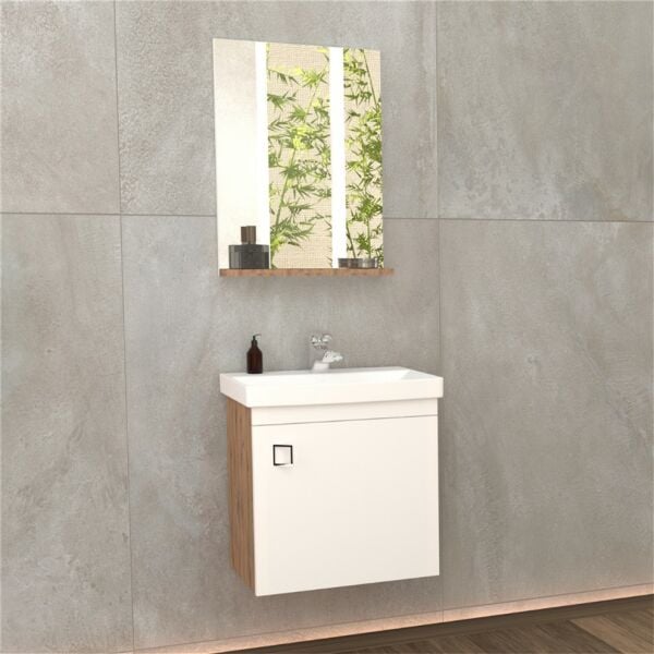 Aquanil Micra 50 cm Dorado/Beyaz Banyo Dolabı