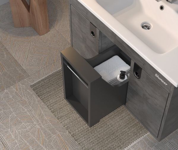 Shower Zaria 100 cm İrony-Siyah Banyo Dolabı