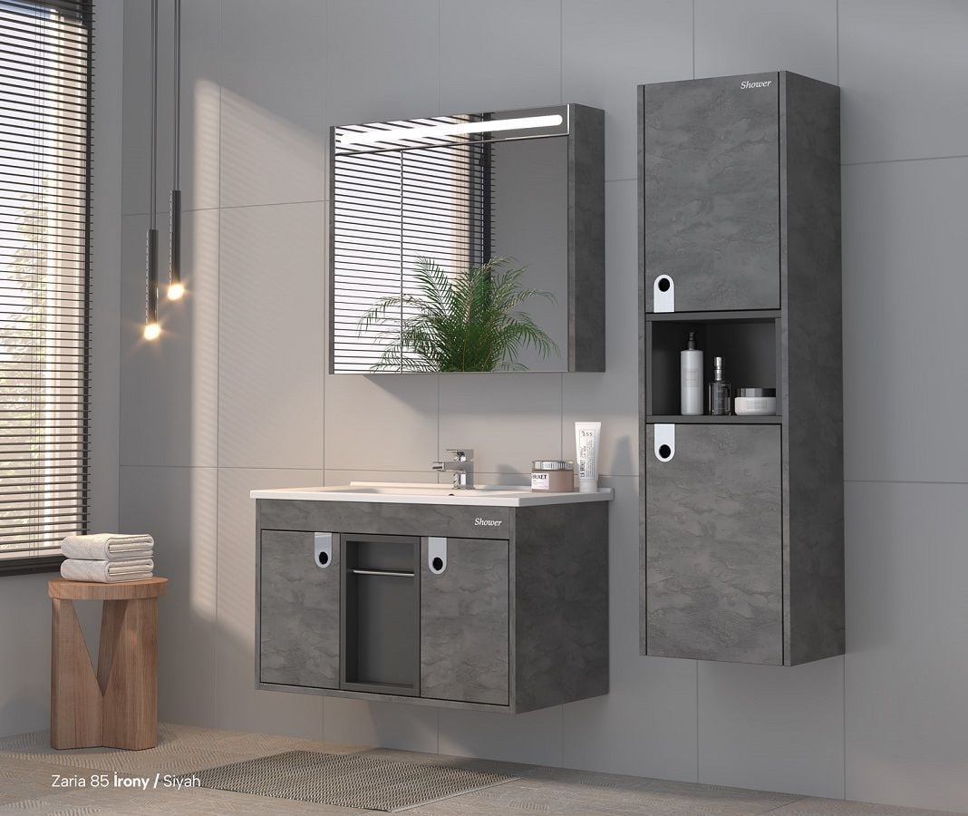 Shower Zaria 100 cm İrony-Siyah Banyo Dolabı