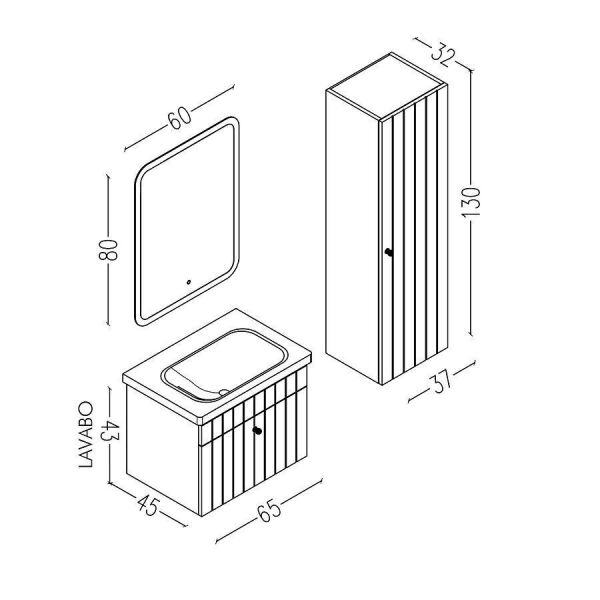 Aquanil Alice 65 cm Gri Banyo Dolabı
