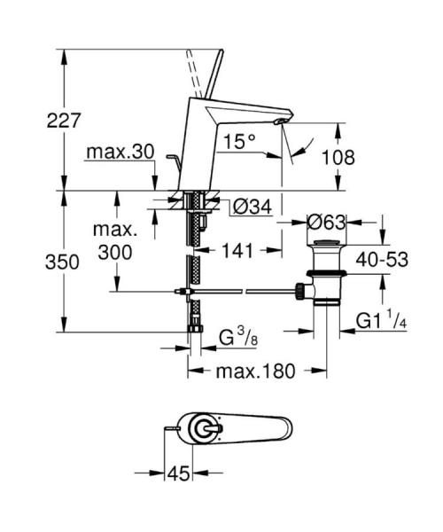 Grohe EURODİSC JOY TEK KUMANDALI LAVABO BATARYASI M-BOYUT