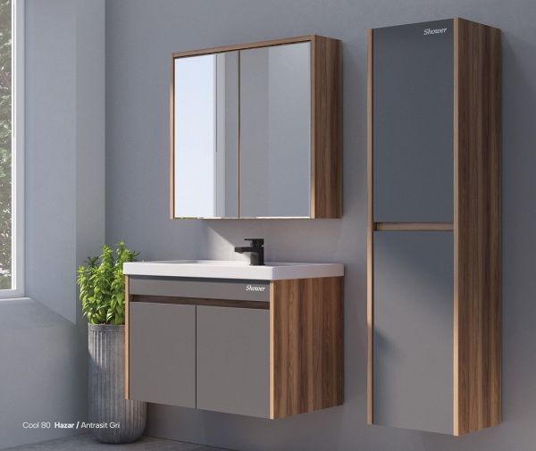 Shower Cool 90 cm Hazar-Antrasit Banyo Dolabı