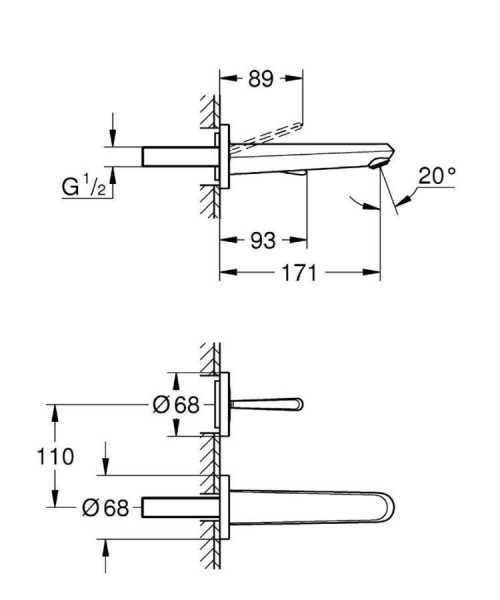 Grohe EURODİSC JOY İKİ DELİKLİ LAVABO BATARYASI M-BOYUT