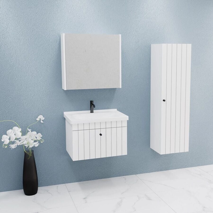 Aquanil Alice 80 cm Beyaz Banyo Dolabı