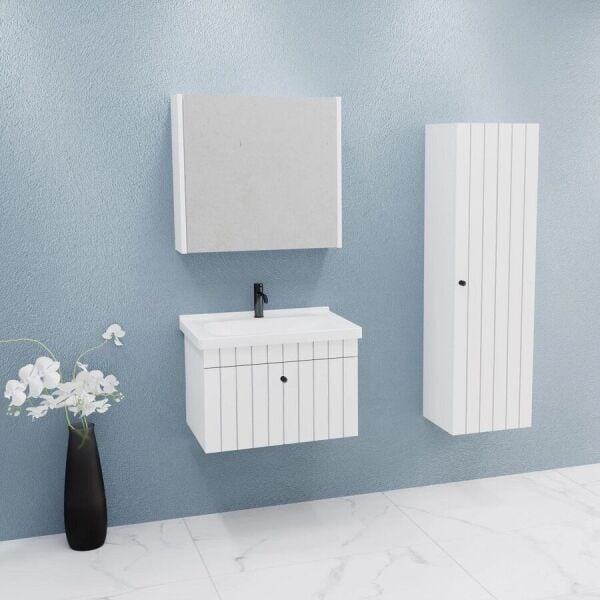 Aquanil Alice 80 cm Beyaz Banyo Dolabı