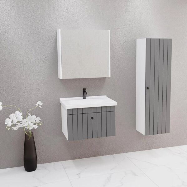 Aquanil Alice 80 cm Antrasit Banyo Dolabı