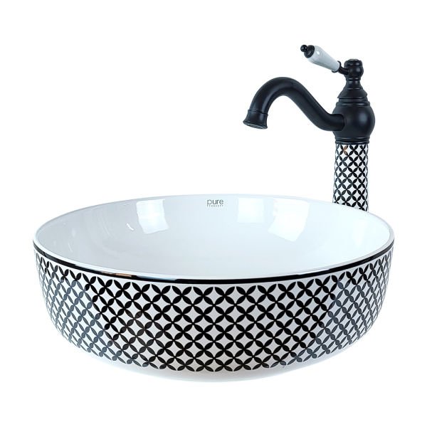 Pure Concept Geometrik Desen Beyaz Çanak Lavabo
